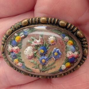 Victorian Era Goofus Glass Brooch